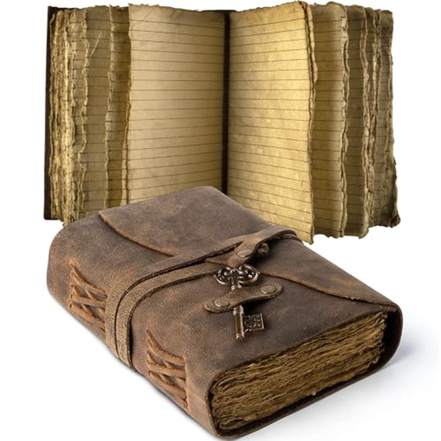 Binding Machine Comb - Vintage Leather Journal Lined Pages with