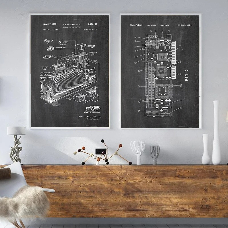 6Pcs Vintage Computer Patent W - مراجعة Office Tech Decor وسعره