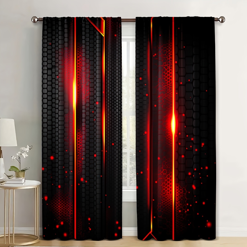 2pcs Lava Curtains Black Red C - مراجعة Office Tech Decor وسعره
