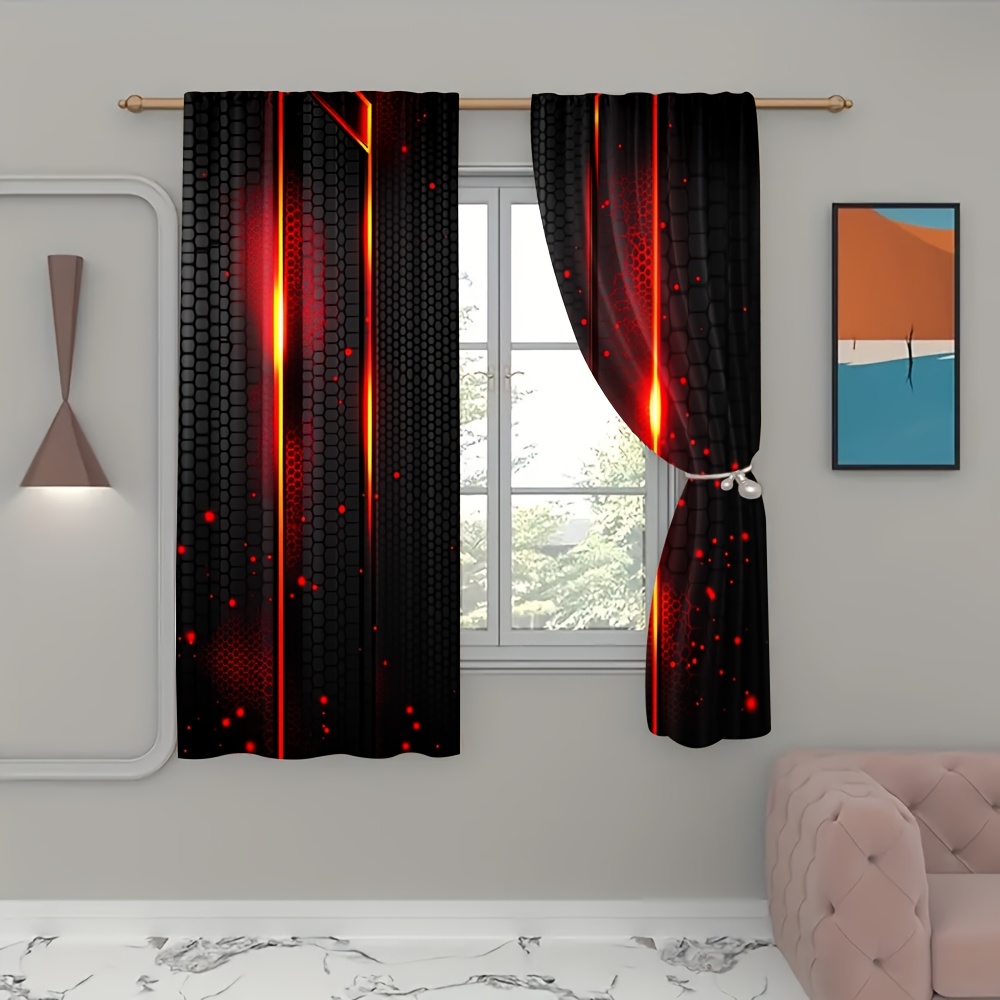 2pcs Lava Curtains Black Red C - مراجعة Office Tech Decor وسعره