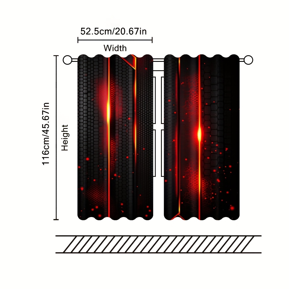2pcs Lava Curtains Black Red C - مراجعة Office Tech Decor وسعره