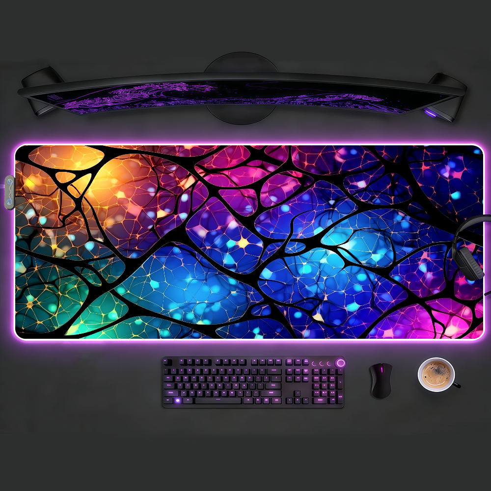 Tech Style Neon Mouse Pad RGB  - مراجعة Office Tech Desk وسعره