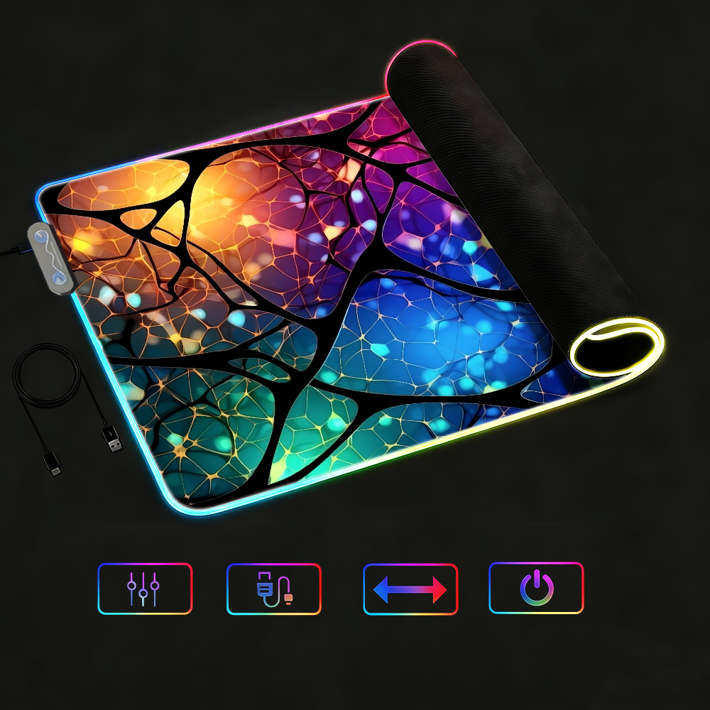 Tech Style Neon Mouse Pad RGB  - مراجعة Office Tech Desk وسعره