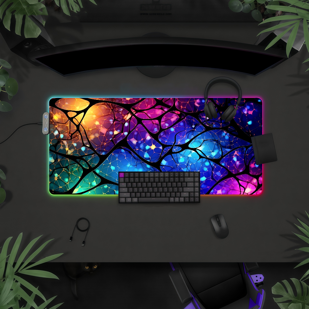 Tech Style Neon Mouse Pad RGB  - مراجعة Office Tech Desk وسعره